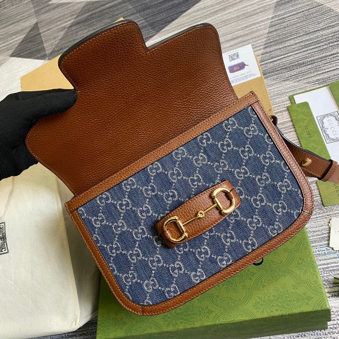 Gucci Horsebit 1955 shoulder bag 602204 blue with brown leather | gucci 602204 horsebit 1955 shoulder bag blue with brown leather 07