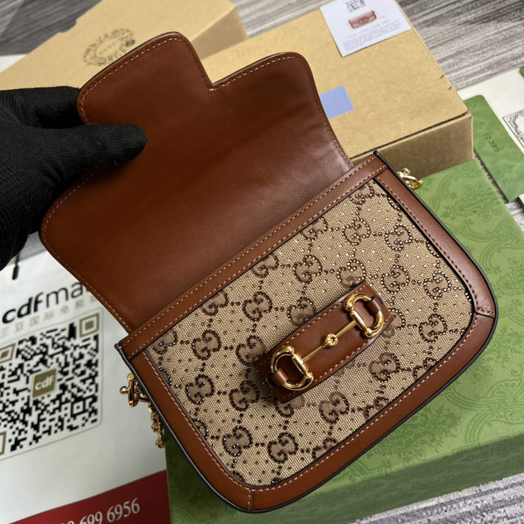 Gucci Horsebit 1955 GG mini bag 675801 Brown leather | gucci 675801 horsebit 1955 gg mini bag brown leather 07