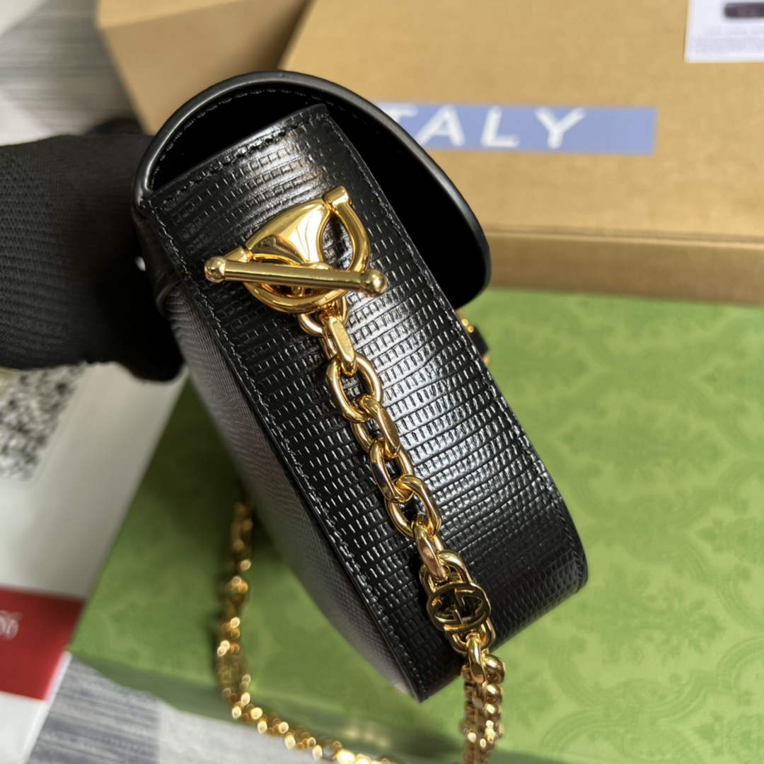 Gucci Horsebit 1955 lizard mini bag 675801 black leather | gucci 675801 horsebit 1955 lizard mini bag 30