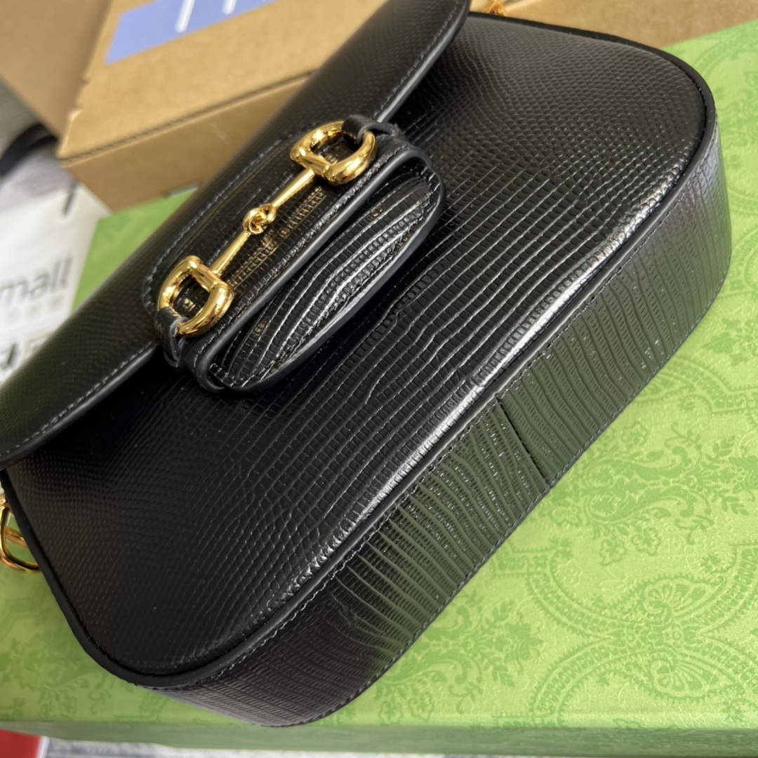 Gucci Horsebit 1955 lizard mini bag 675801 black leather | gucci 675801 horsebit 1955 lizard mini bag 33