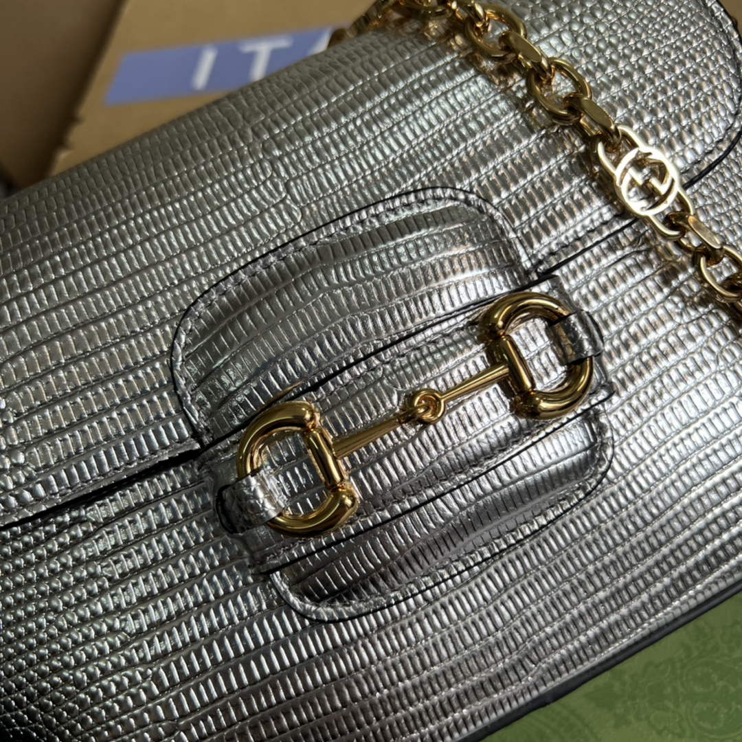 Gucci 675801 Horsebit 1955 lizard mini bag silver leather | gucci 675801 horsebit 1955 lizard mini bag silver leather 05