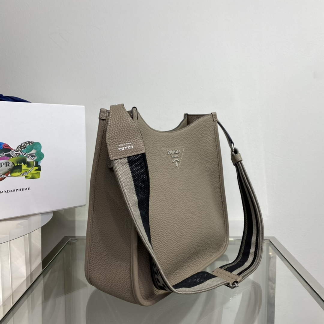 Prada Leather hobo bag 1BC073 Clay Gray | prada 1bc073 leather hobo bag in clay gray 3