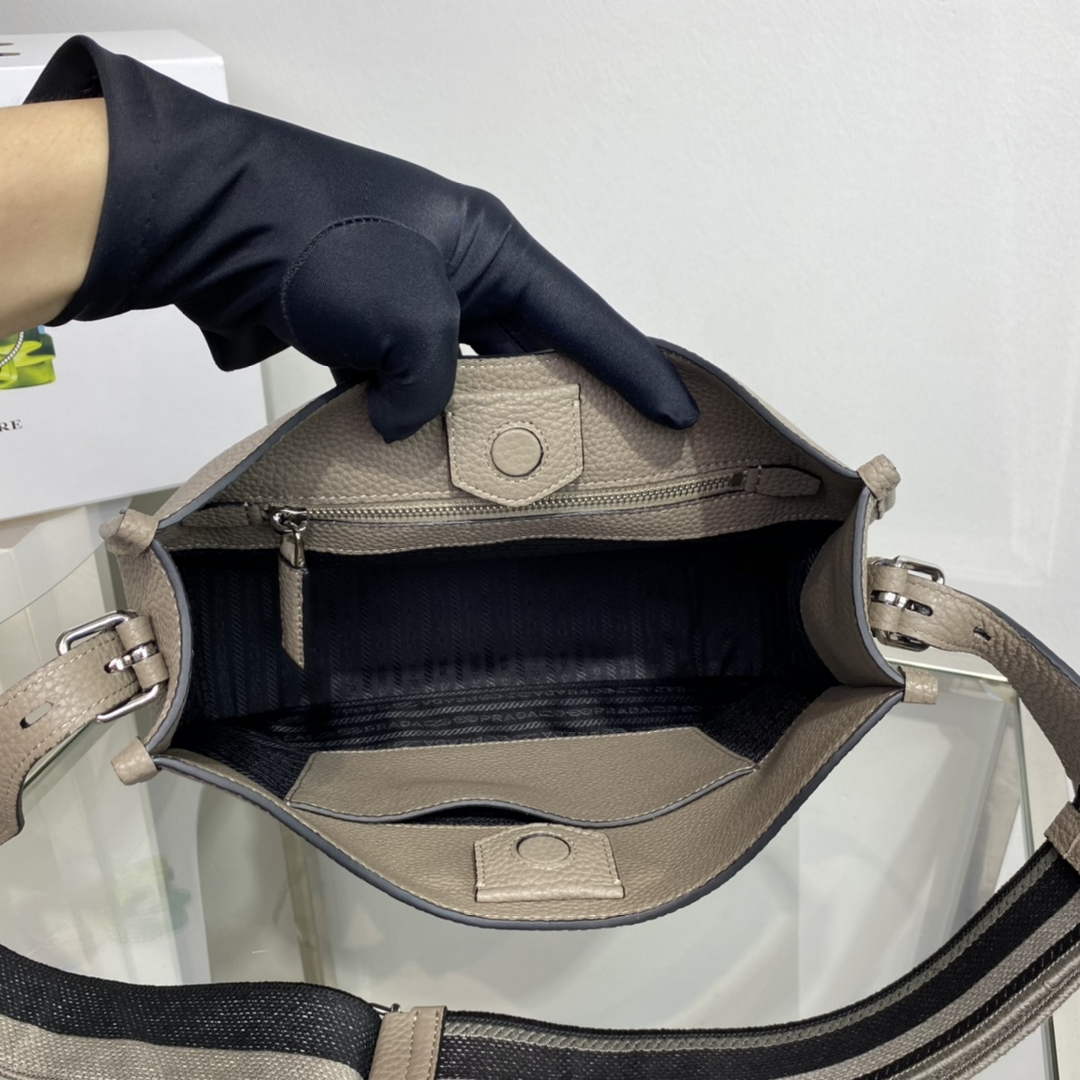 Prada Leather hobo bag 1BC073 Clay Gray | prada 1bc073 leather hobo bag in clay gray 8