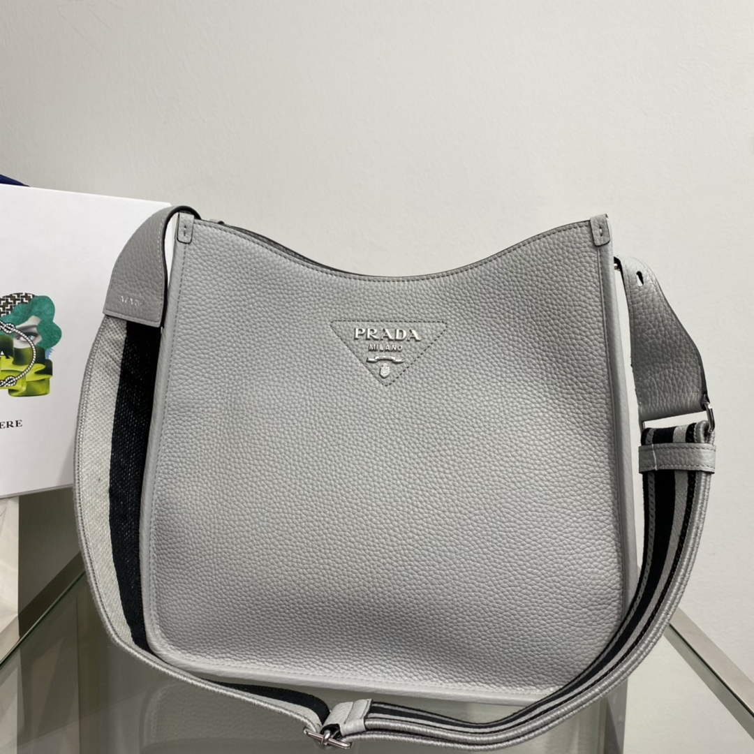 Prada Leather hobo bag 1BC073 Gray | prada 1bc073 leather hobo bag in gray 7