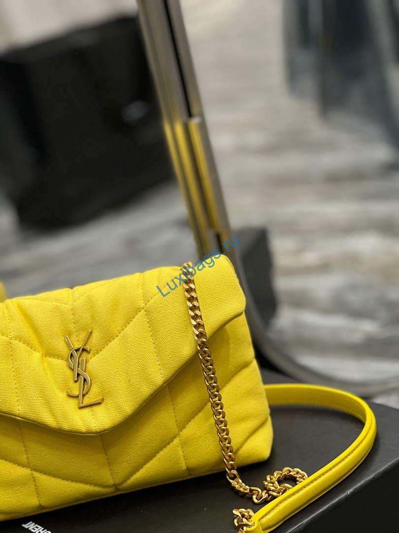 Saint Laurent Lou lou Puffer Mini Bag YSL 620333 Canvas and smooth leather Yellow | ysl 620333 saint laurent puffer toy bag in canvas and smooth leather yellow 02
