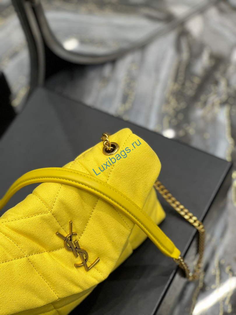 Saint Laurent Lou lou Puffer Mini Bag YSL 620333 Canvas and smooth leather Yellow | ysl 620333 saint laurent puffer toy bag in canvas and smooth leather yellow 06