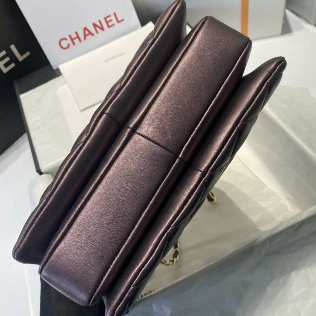 Chanel A92236 Flap Bag With Top Handle Lambskin & Gold-Tone Metal Purple | chanel a92236 flap bag with top handle lambskin gold tone metal black 014