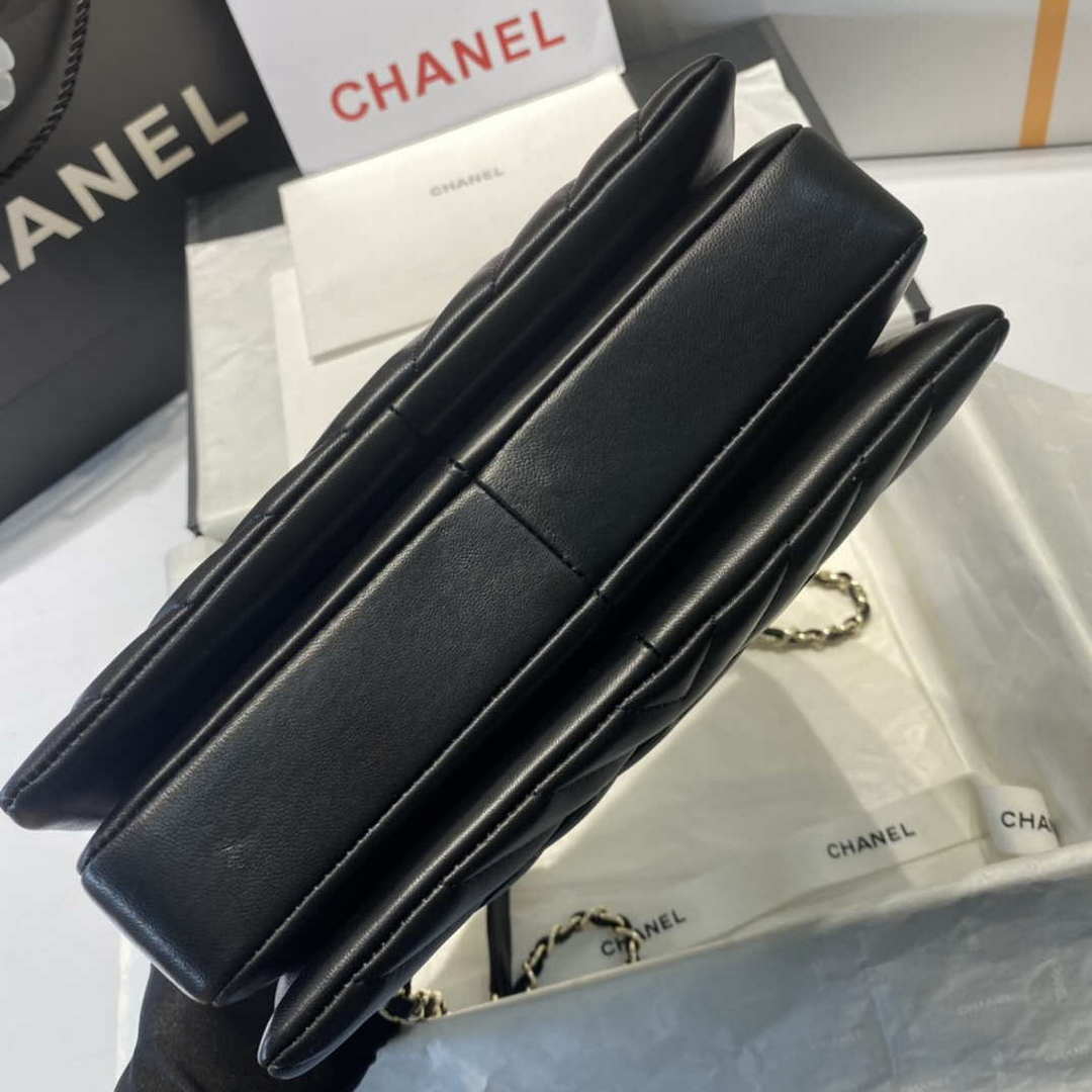 Chanel A92236 Flap Bag With Top Handle Lambskin & Gold-Tone Metal V Gird Black | chanel a92236 flap bag with top handle lambskin gold tone metal black 025