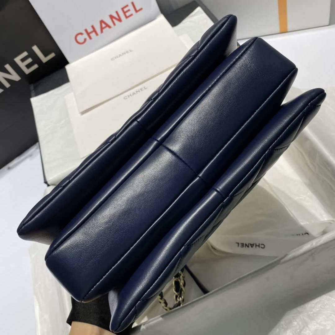 Chanel A92236 Flap Bag With Top Handle Lambskin & Gold-Tone Metal Navy Blue | chanel a92236 flap bag with top handle lambskin gold tone metal black 043