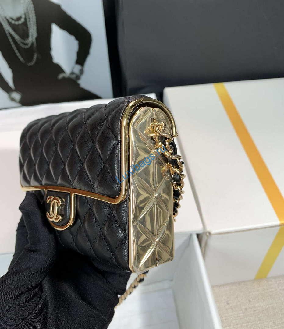Chanel AS3308 Small Evening Bag 22A Limited Edition Black Lambskin Gold | chanel as3308 small evening bag 22a limited edition black lambskin gold 005