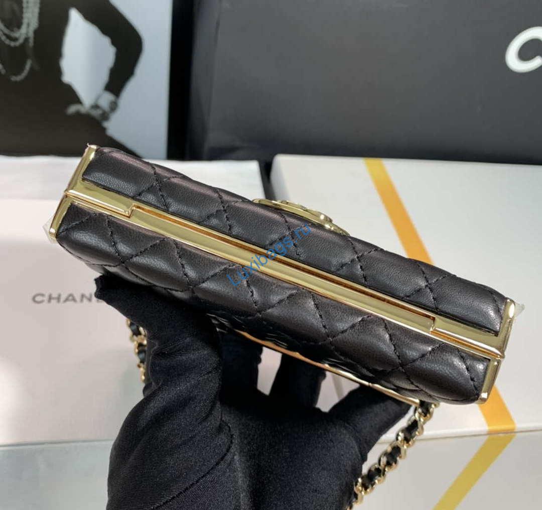 Chanel AS3308 Small Evening Bag 22A Limited Edition Black Lambskin Gold | chanel as3308 small evening bag 22a limited edition black lambskin gold 007