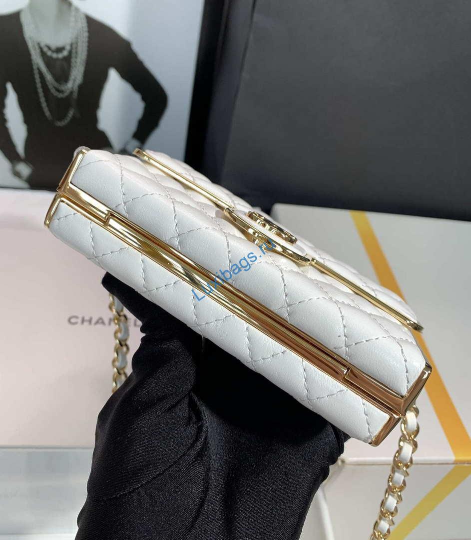 Chanel AS3308 Small Evening Bag 22A Limited Edition White Lambskin Gold | chanel as3308 small evening bag 22a limited edition white lambskin gold 007