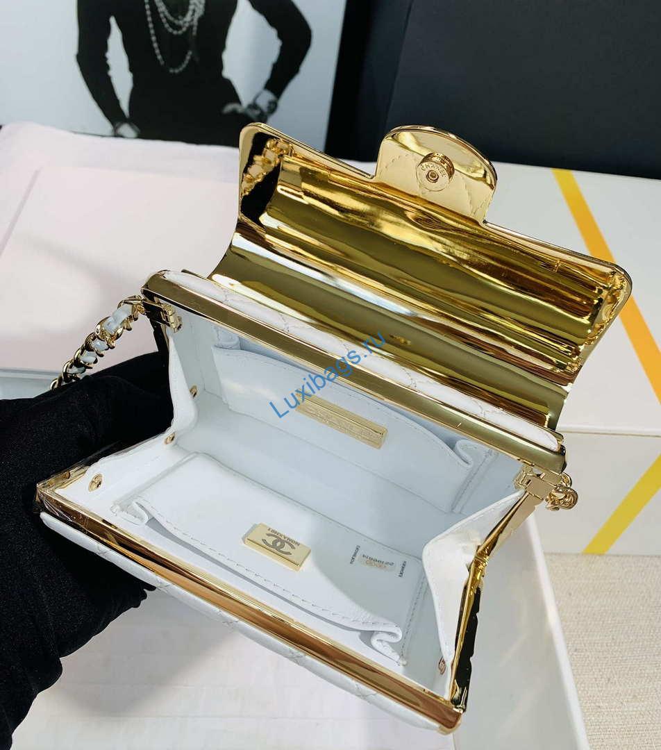 Chanel AS3308 Small Evening Bag 22A Limited Edition White Lambskin Gold | chanel as3308 small evening bag 22a limited edition white lambskin gold 009