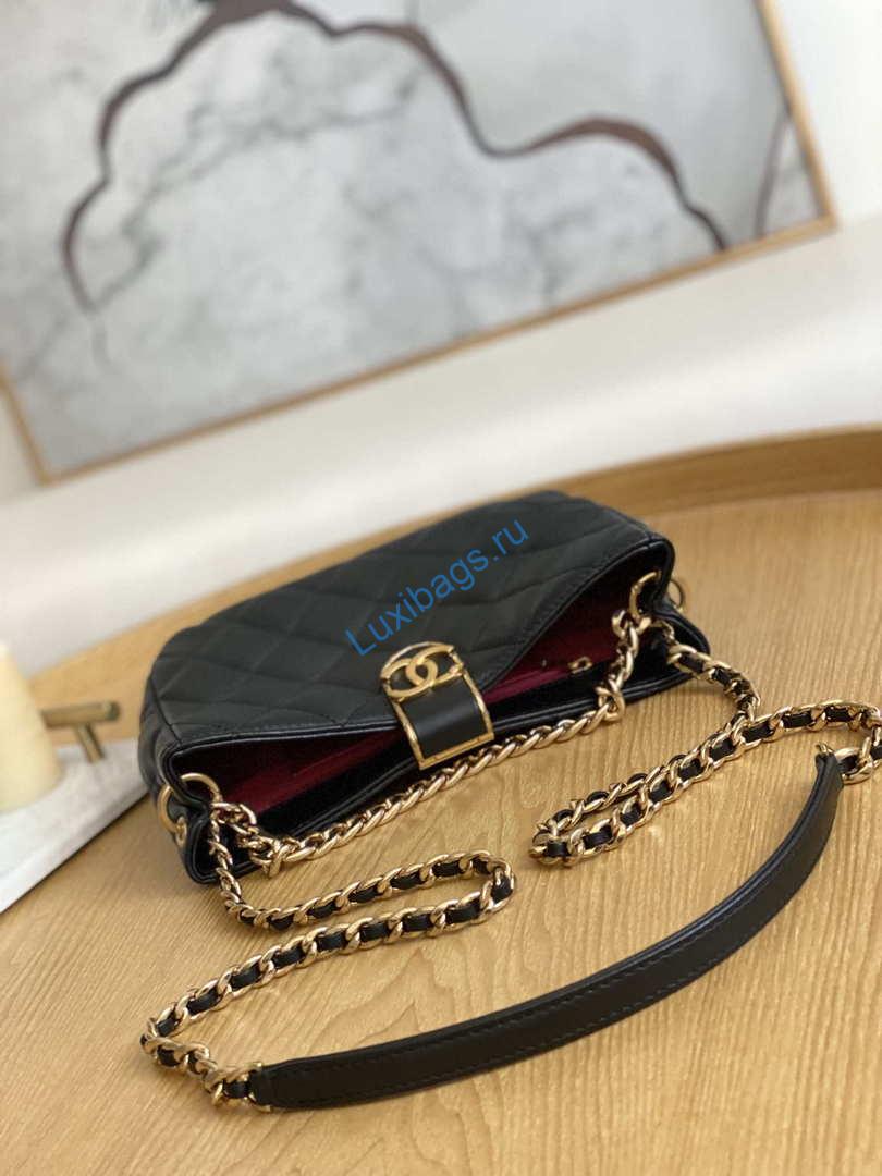 Chanel AS3476 HOBO Handbag Lambskin & Gold-Tone Metal Black | chanel as3476 hobo handbag lambskin gold tone metal 006