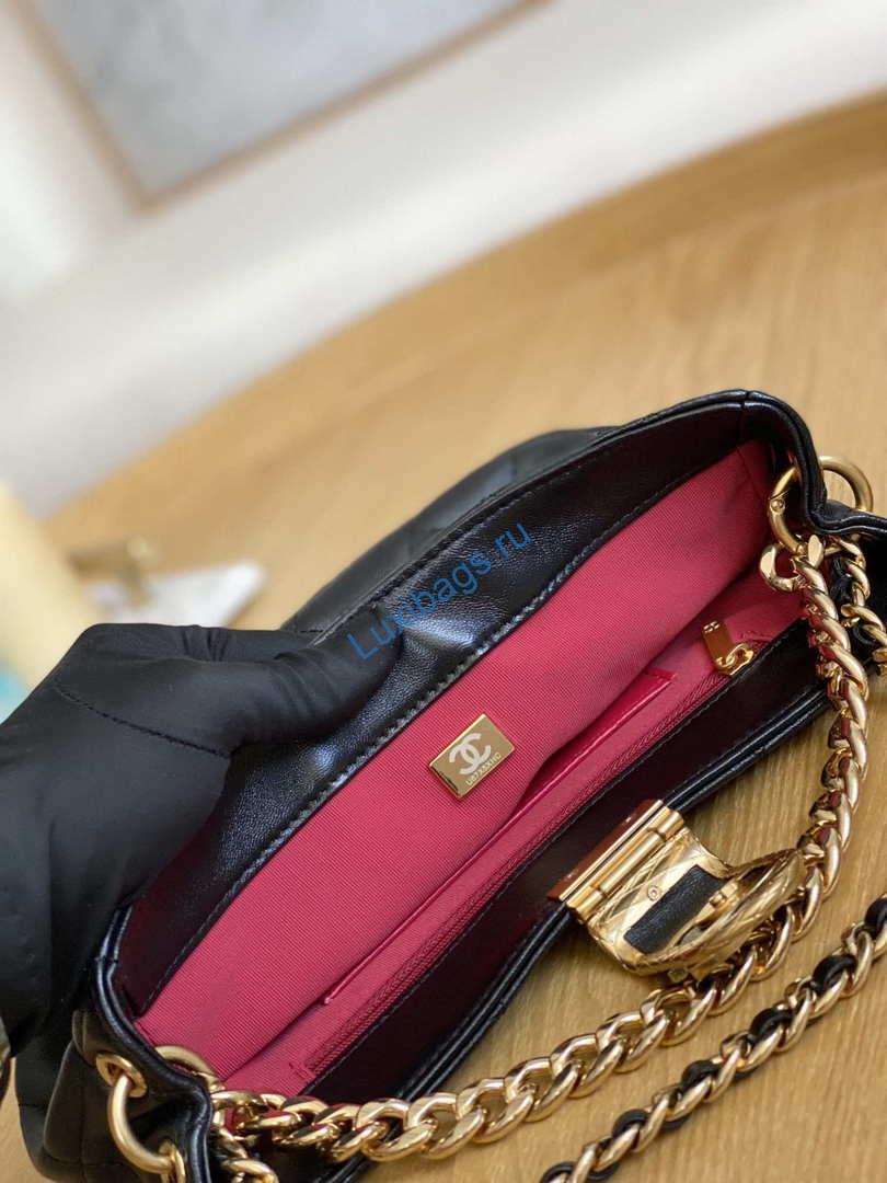 Chanel AS3476 HOBO Handbag Lambskin & Gold-Tone Metal Black | chanel as3476 hobo handbag lambskin gold tone metal 008