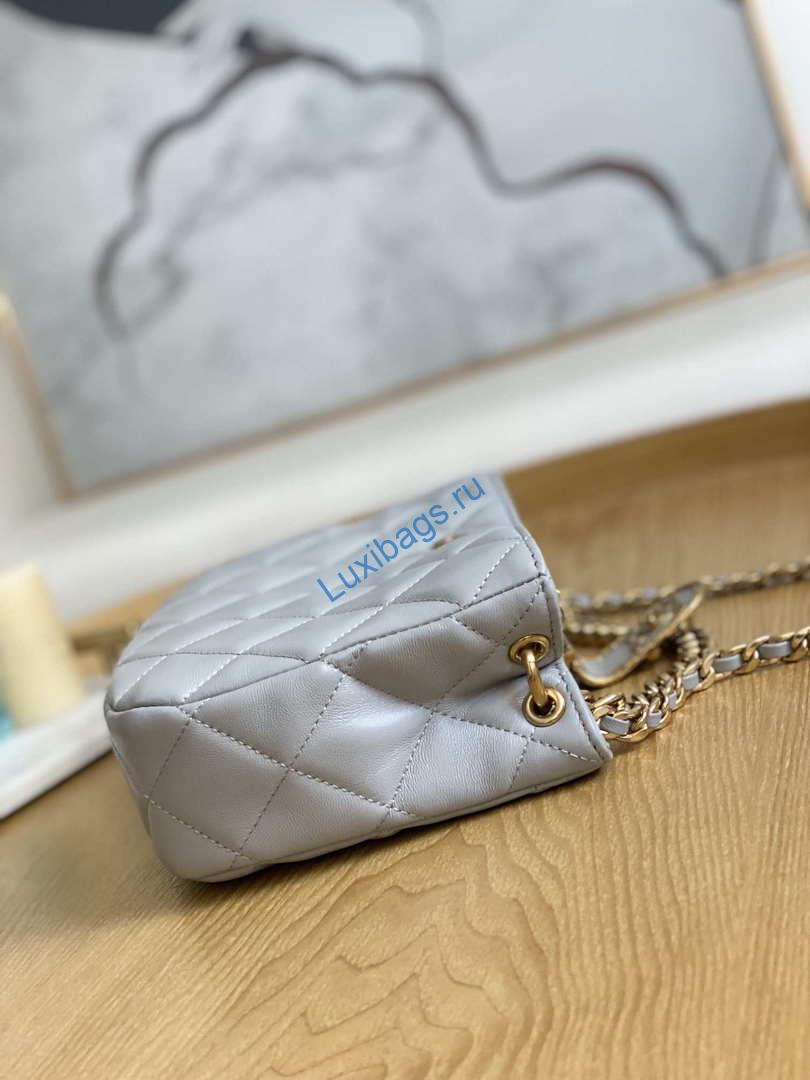 Chanel AS3476 HOBO Handbag Lambskin & Gold-Tone Metal Light Gray | chanel as3476 hobo handbag lambskin gold tone metal 014