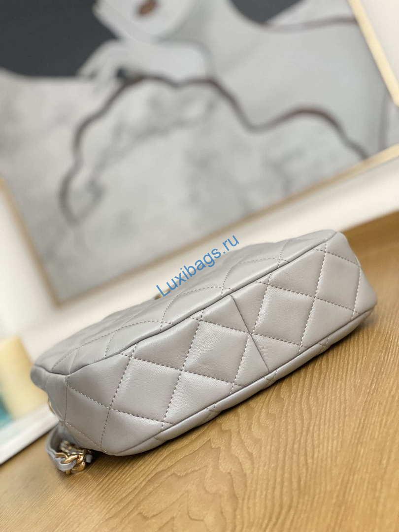Chanel AS3476 HOBO Handbag Lambskin & Gold-Tone Metal Light Gray | chanel as3476 hobo handbag lambskin gold tone metal 016