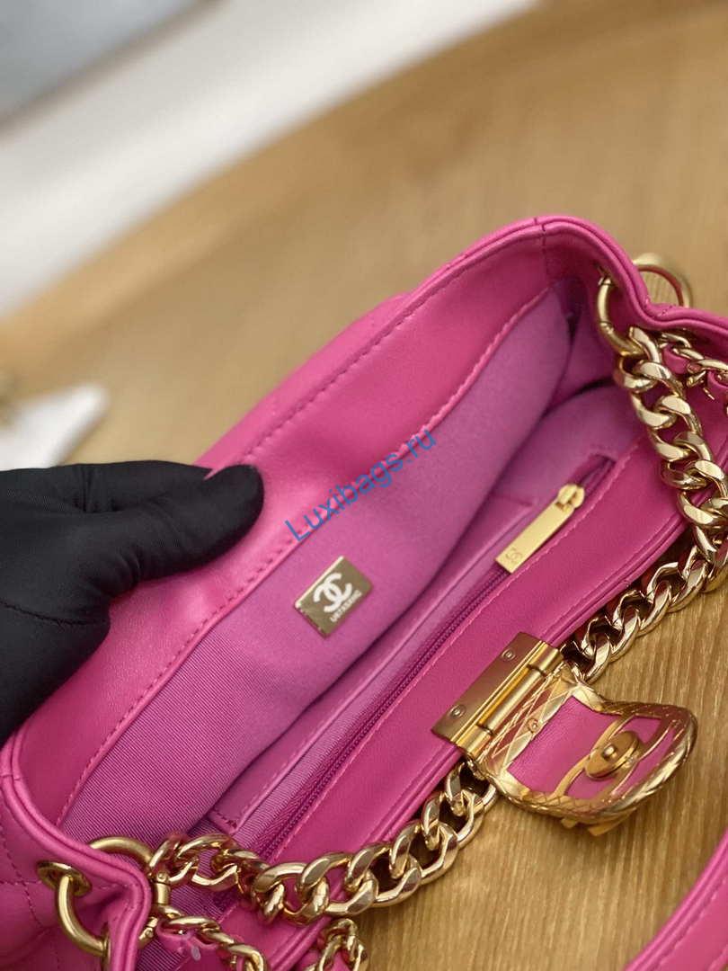 Chanel AS3476 HOBO Handbag Lambskin & Gold-Tone Metal Rose Red | chanel as3476 hobo handbag lambskin gold tone metal 044