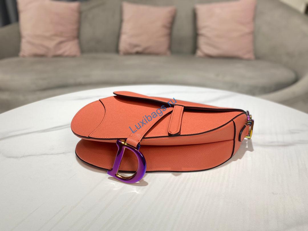 Dior M0446 Dior Saddle Bag Orange Grained Calfskin Purple logo | dior m0446 dior saddle bag orange grained calfskin purple logo 005