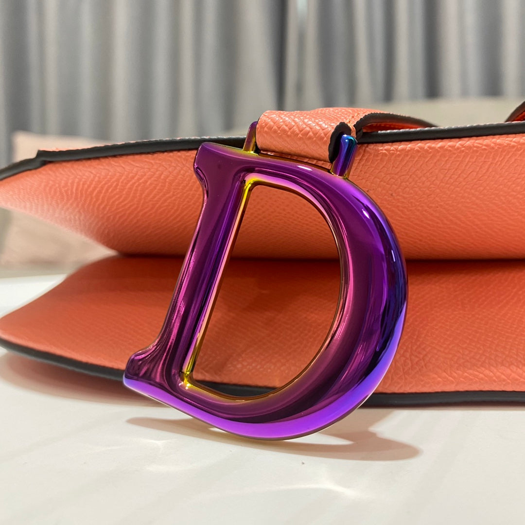 Dior M0446 Dior Saddle Bag Orange Grained Calfskin Purple logo | dior m0446 dior saddle bag orange grained calfskin purple logo 006