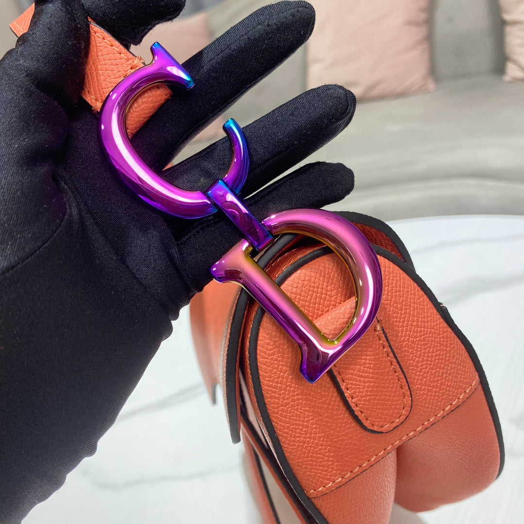 Dior M0446 Dior Saddle Bag Orange Grained Calfskin Purple logo | dior m0446 dior saddle bag orange grained calfskin purple logo 007