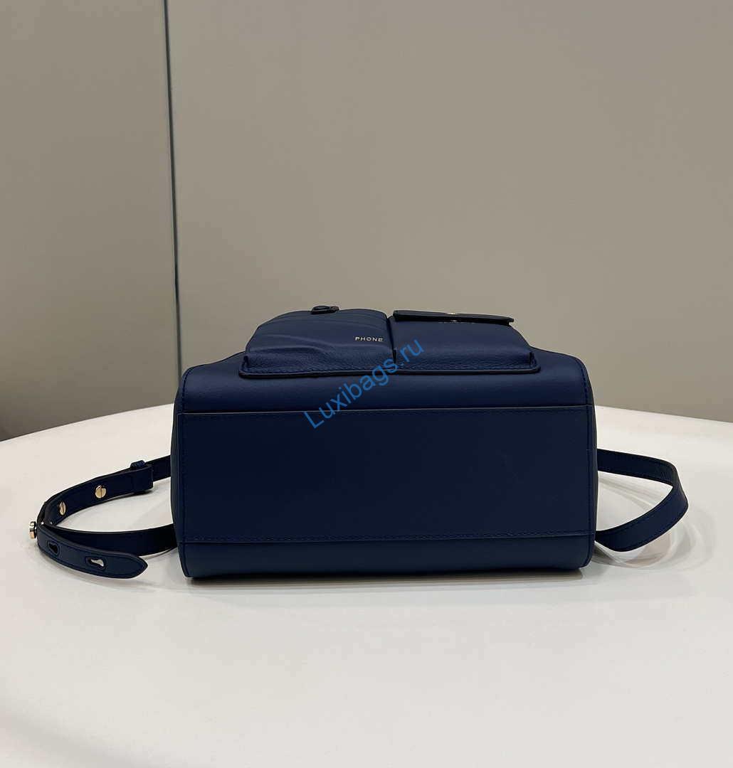 Fendi 8BN335 Peekaboo ISeeU Small Navy blue leather bag 2113s | fendi 8bn335 peekaboo iseeu small navy blue leather bag 005
