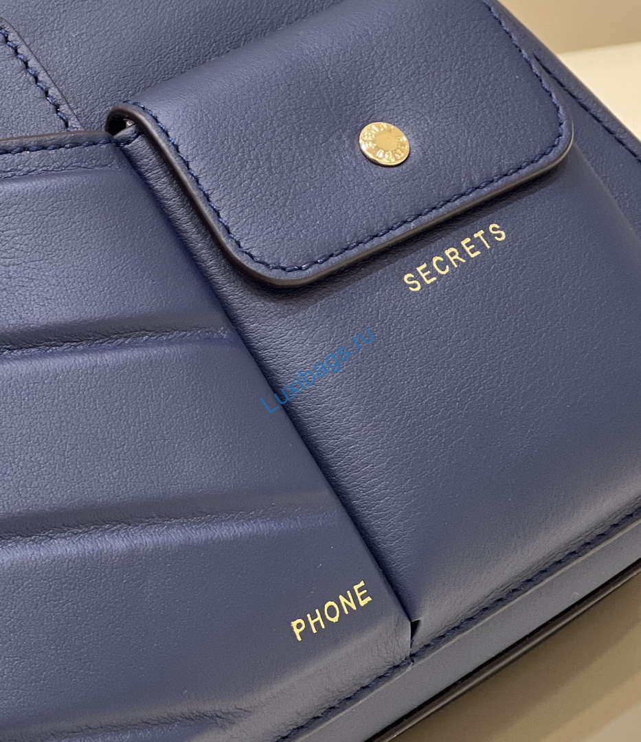 Fendi 8BN335 Peekaboo ISeeU Small Navy blue leather bag 2113s | fendi 8bn335 peekaboo iseeu small navy blue leather bag 006