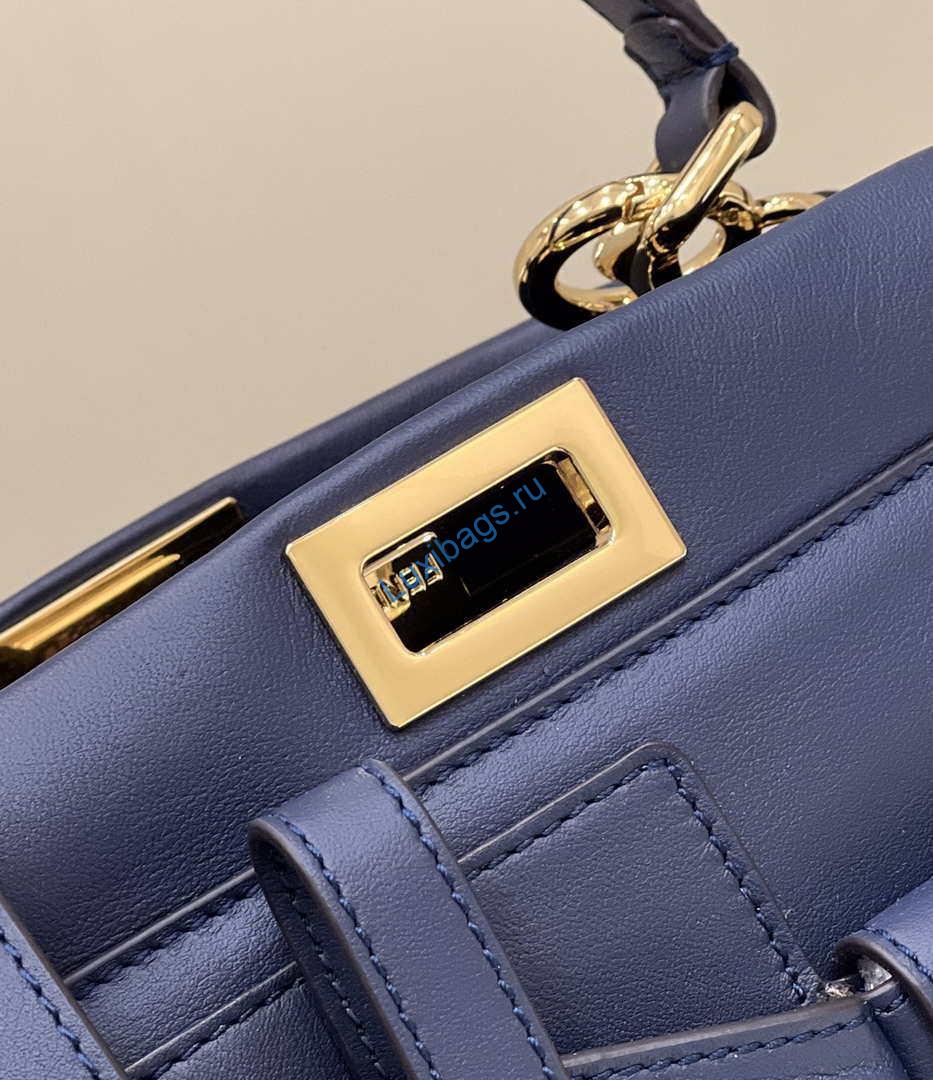 Fendi 8BN335 Peekaboo ISeeU Small Navy blue leather bag 2113s | fendi 8bn335 peekaboo iseeu small navy blue leather bag 009