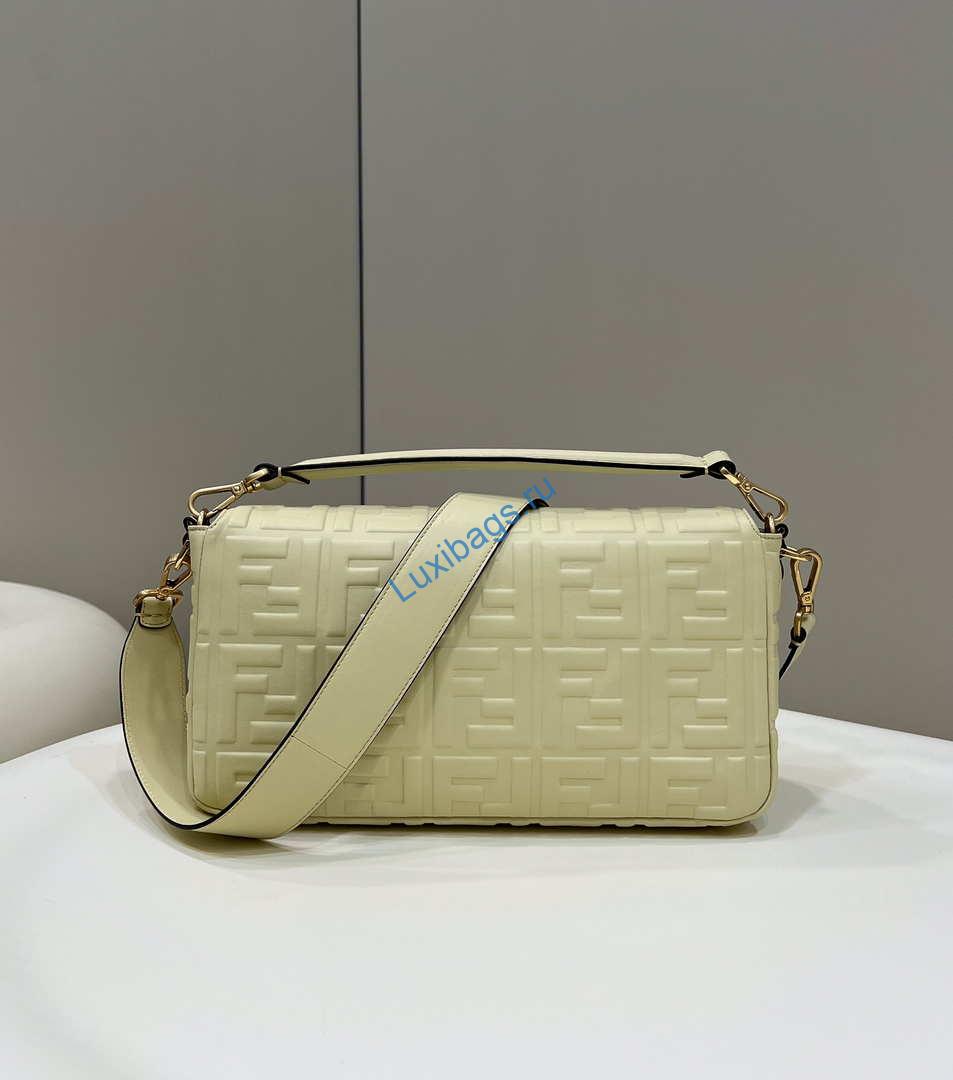 Fendi 8BR771 Baguette Large Light Yellow leather bag | fendi 8br771 baguette light green black nappa leather bag 001