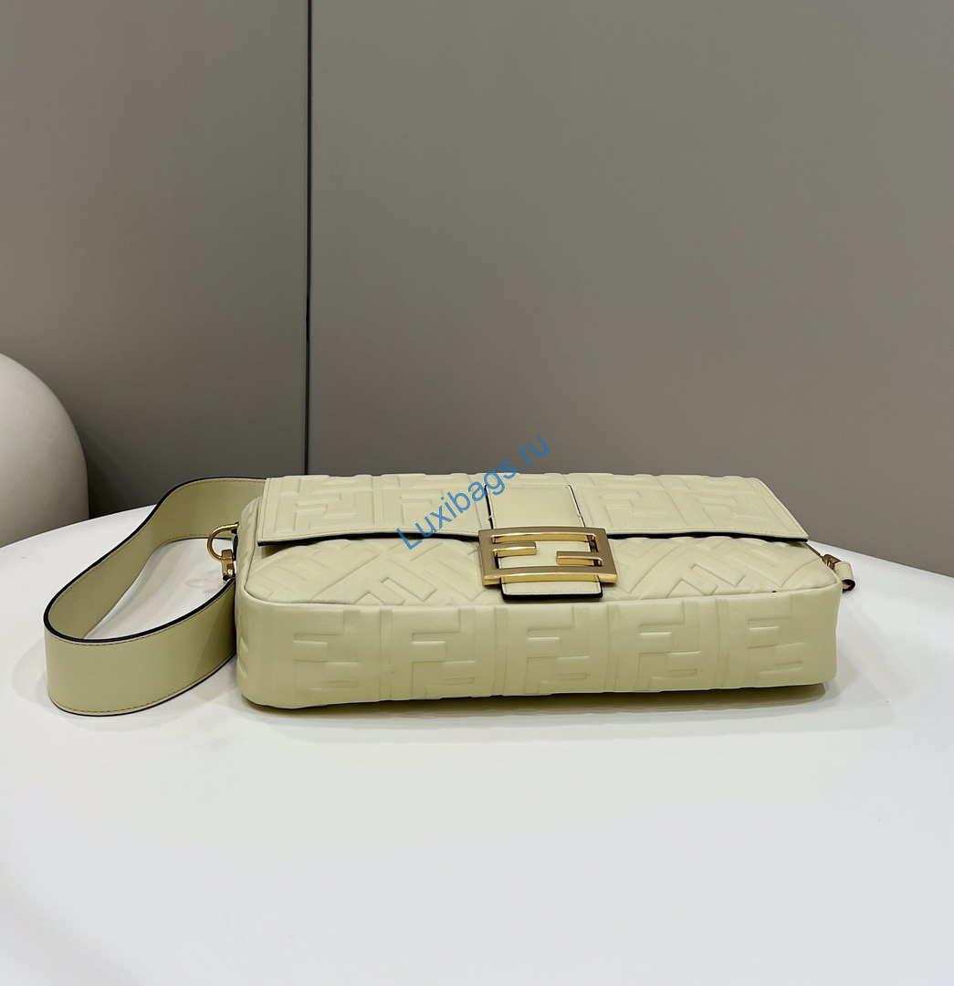 Fendi 8BR771 Baguette Large Light Yellow leather bag | fendi 8br771 baguette light green black nappa leather bag 002