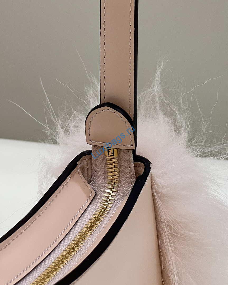 Fendi 8BS068ALS9F1IVT O’Lock Swing Pale pink leather and fox fur pouch 8573 | fendi 8bs068als9f1ivs o lock swing pale pink leather and fox fur pouch 8573 5