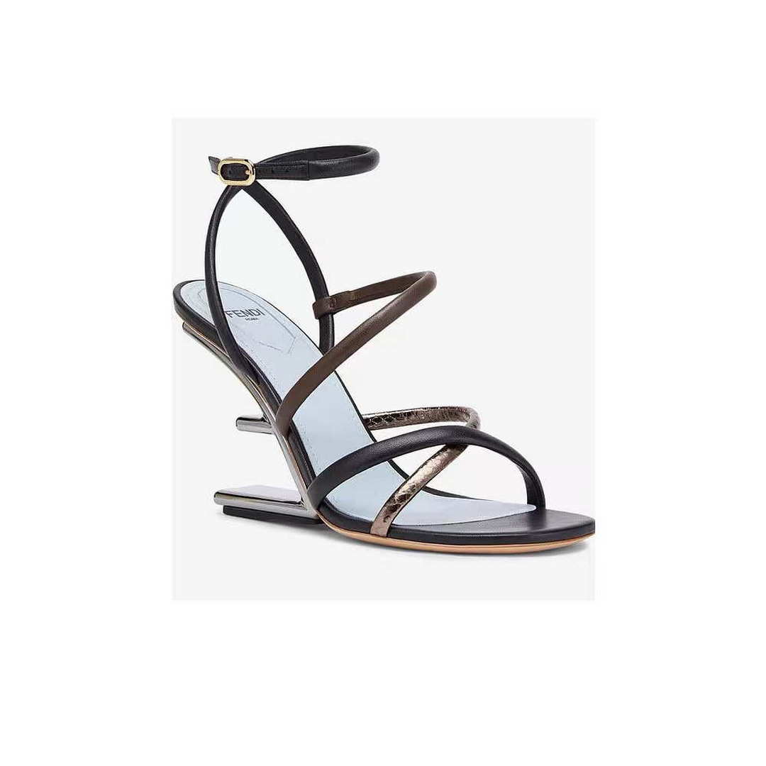 Fendi 8X8274 First Black nappa leather 95 mm high-heeled sandals | fendi 8x8274 first pink nappa leather 95 mm high heeled sandals 002