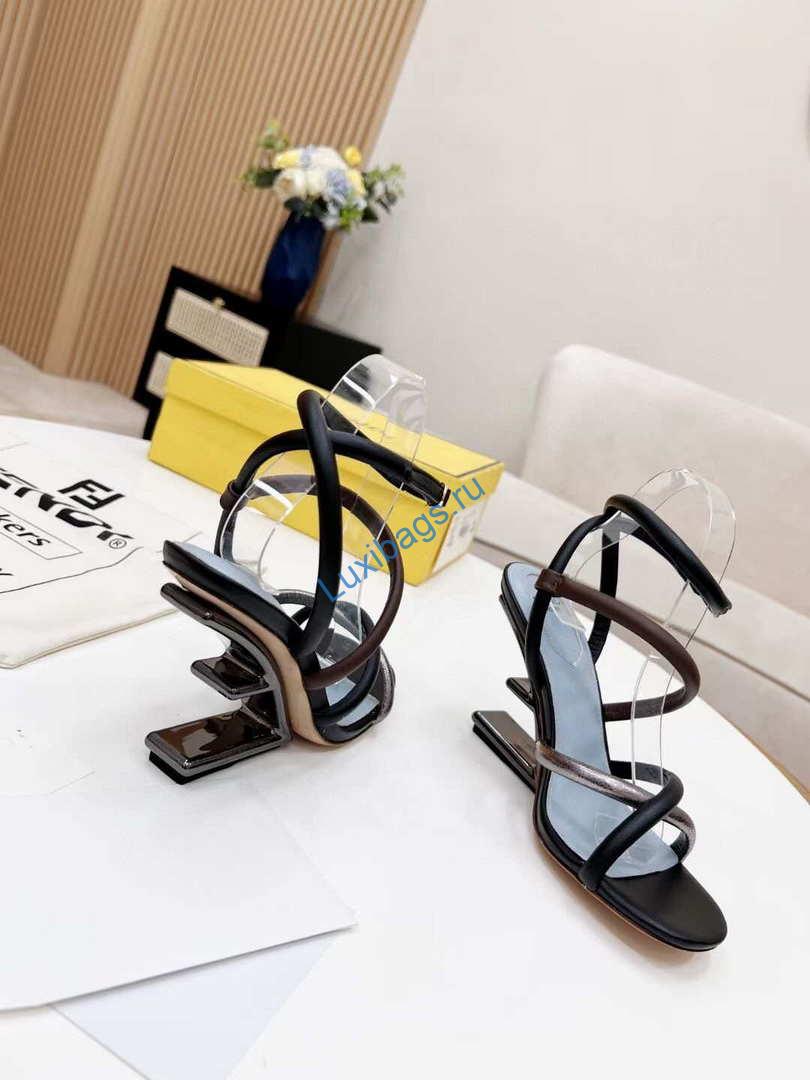 Fendi 8X8274 First Black nappa leather 95 mm high-heeled sandals | fendi 8x8274 first pink nappa leather 95 mm high heeled sandals 007