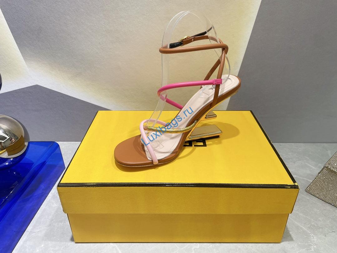 Fendi 8X8274 First Brown nappa leather 95 mm high-heeled sandals | fendi 8x8274 first pink nappa leather 95 mm high heeled sandals 064