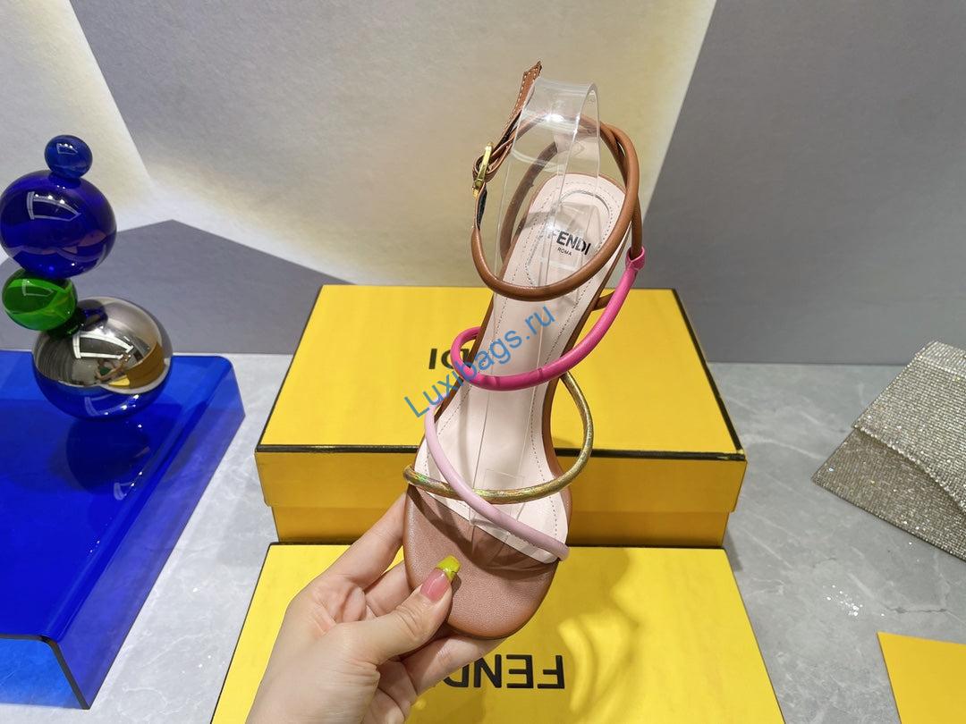 Fendi 8X8274 First Brown nappa leather 95 mm high-heeled sandals | fendi 8x8274 first pink nappa leather 95 mm high heeled sandals 065