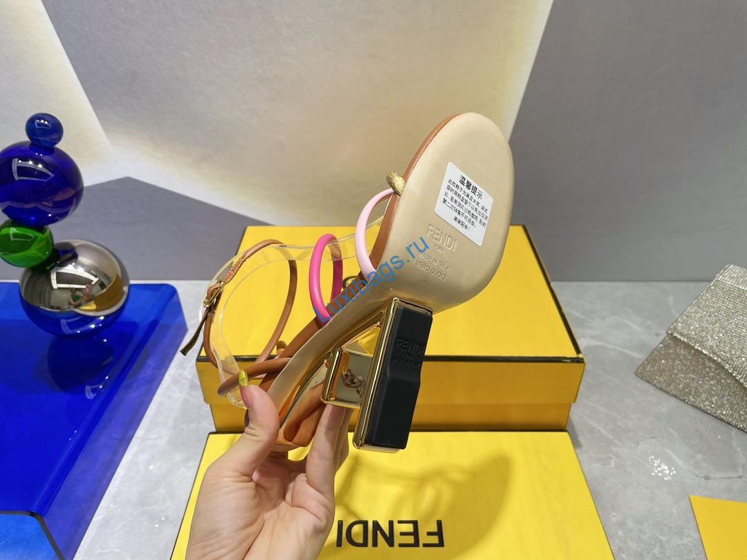 Fendi 8X8274 First Brown nappa leather 95 mm high-heeled sandals | fendi 8x8274 first pink nappa leather 95 mm high heeled sandals 066