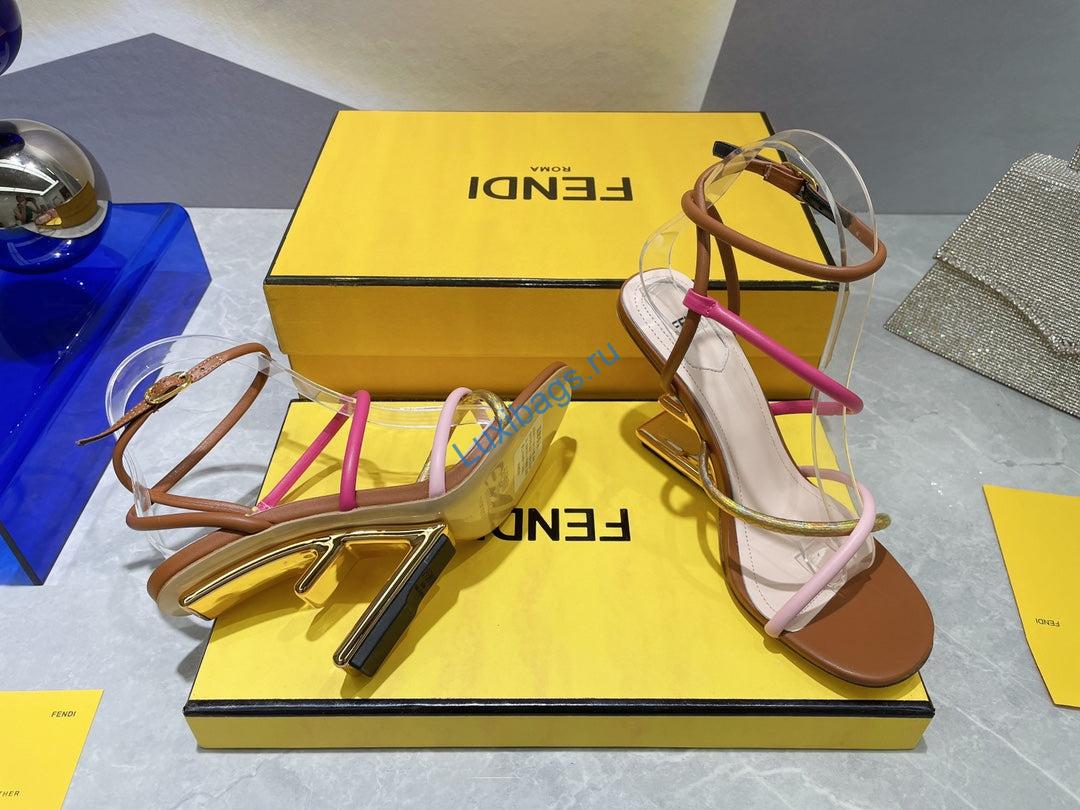 Fendi 8X8274 First Brown nappa leather 95 mm high-heeled sandals | fendi 8x8274 first pink nappa leather 95 mm high heeled sandals 067