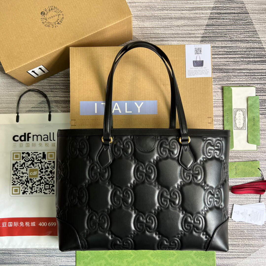 Gucci 631685 GG matelassé leather medium tote Bag Black | gucci 631685 gg matelasse leather medium tote bag black 003