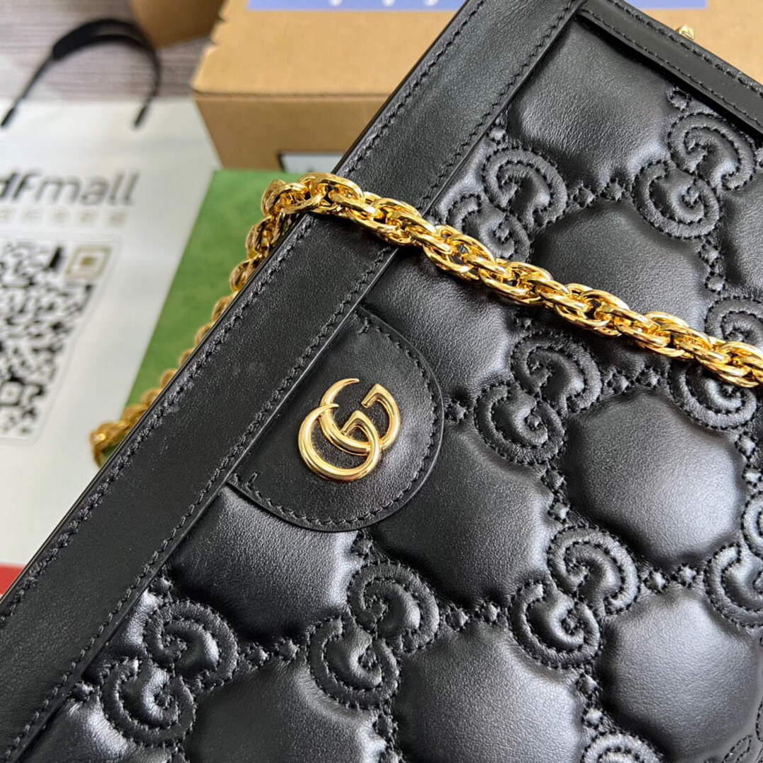 Gucci 702200 GG matelassé leather shoulder bag Black | gucci 702200 gg matelasse leather shoulder bag 056