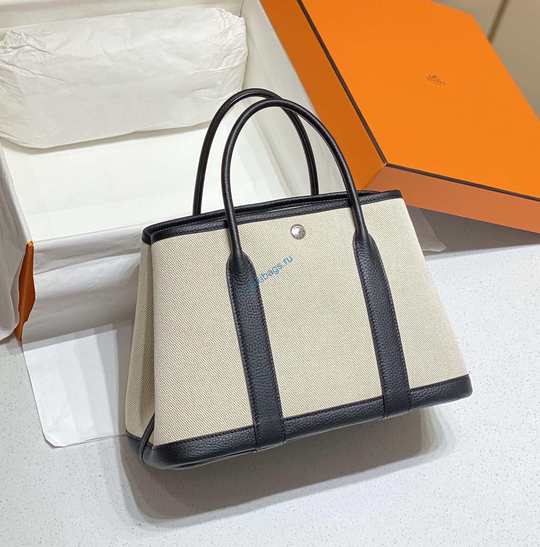 Hermes Beige Canvas Garden Party 30cm Bag H239050 | hermes beieg canvas garden party 30cm bag h239050 002