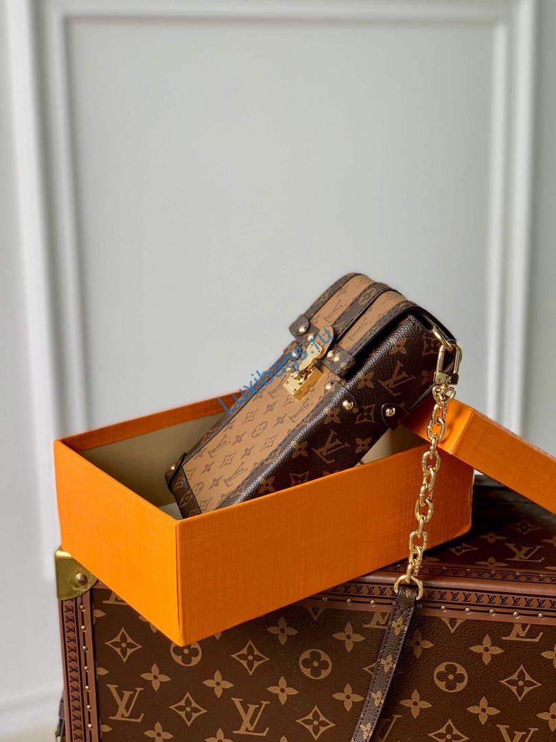 LV M63913 Louis Vuitton Vertical Trunk Pochette Bag Brown | lv m63913 louis vuitton vertical trunk pochette bag 014