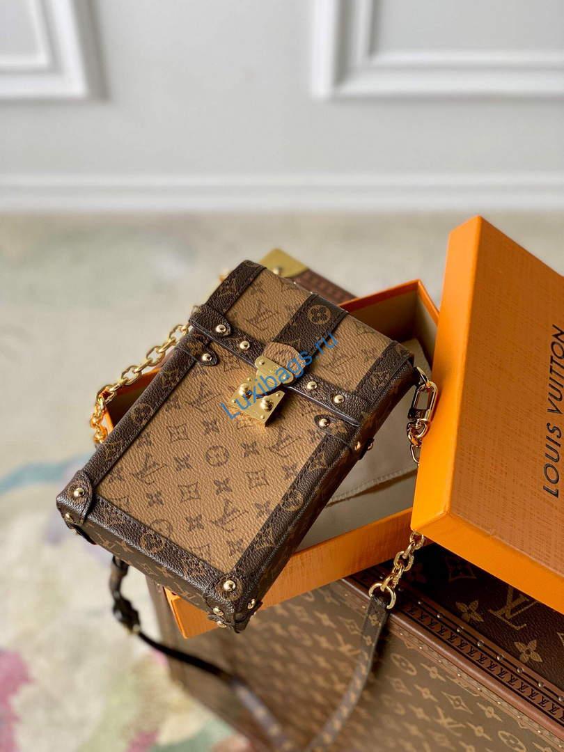 LV M63913 Louis Vuitton Vertical Trunk Pochette Bag Brown | lv m63913 louis vuitton vertical trunk pochette bag 015