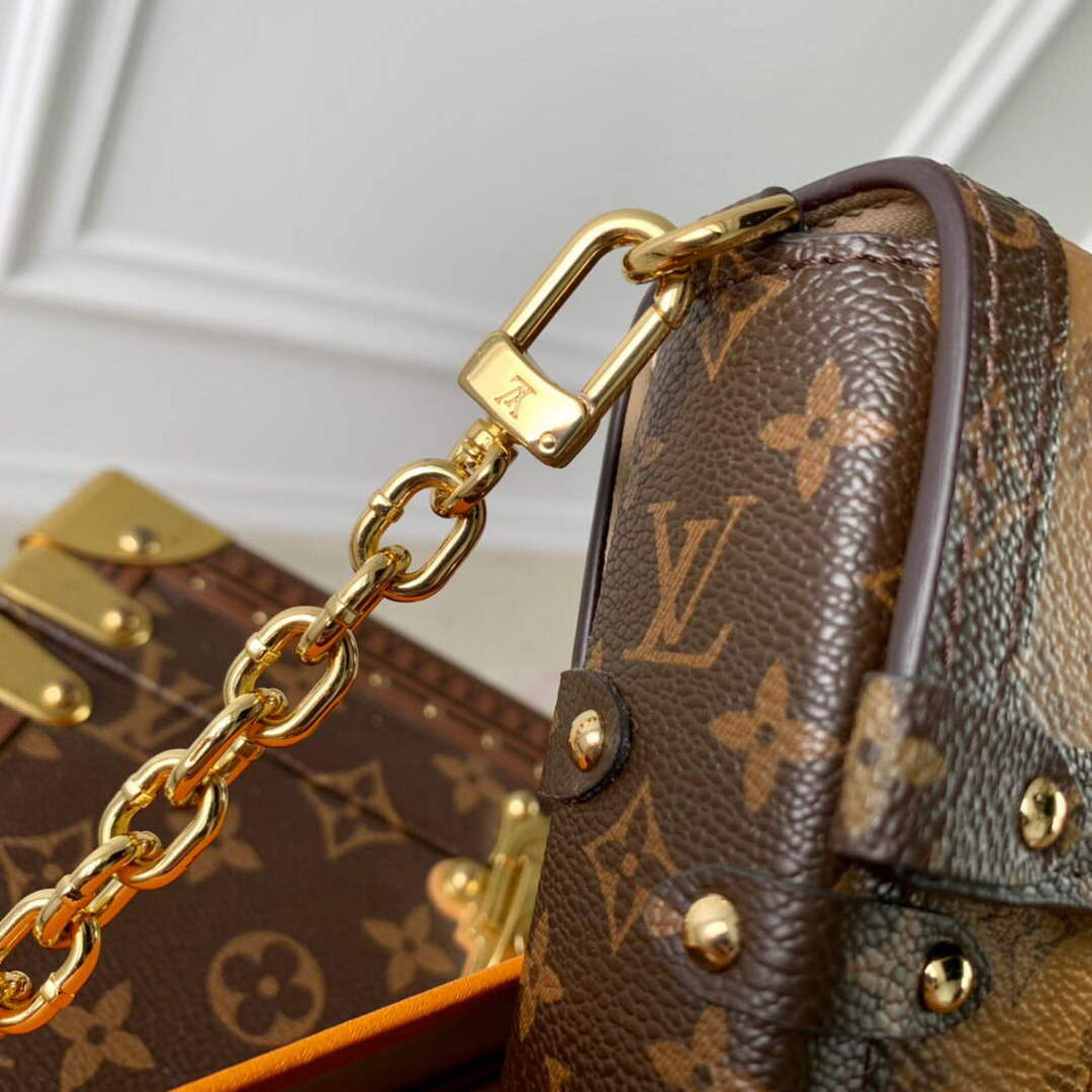 LV M63913 Louis Vuitton Vertical Trunk Pochette Bag Brown | lv m63913 louis vuitton vertical trunk pochette bag 018
