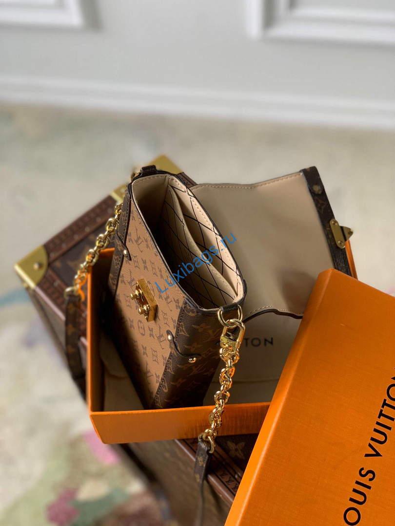 LV M63913 Louis Vuitton Vertical Trunk Pochette Bag Brown | lv m63913 louis vuitton vertical trunk pochette bag 019