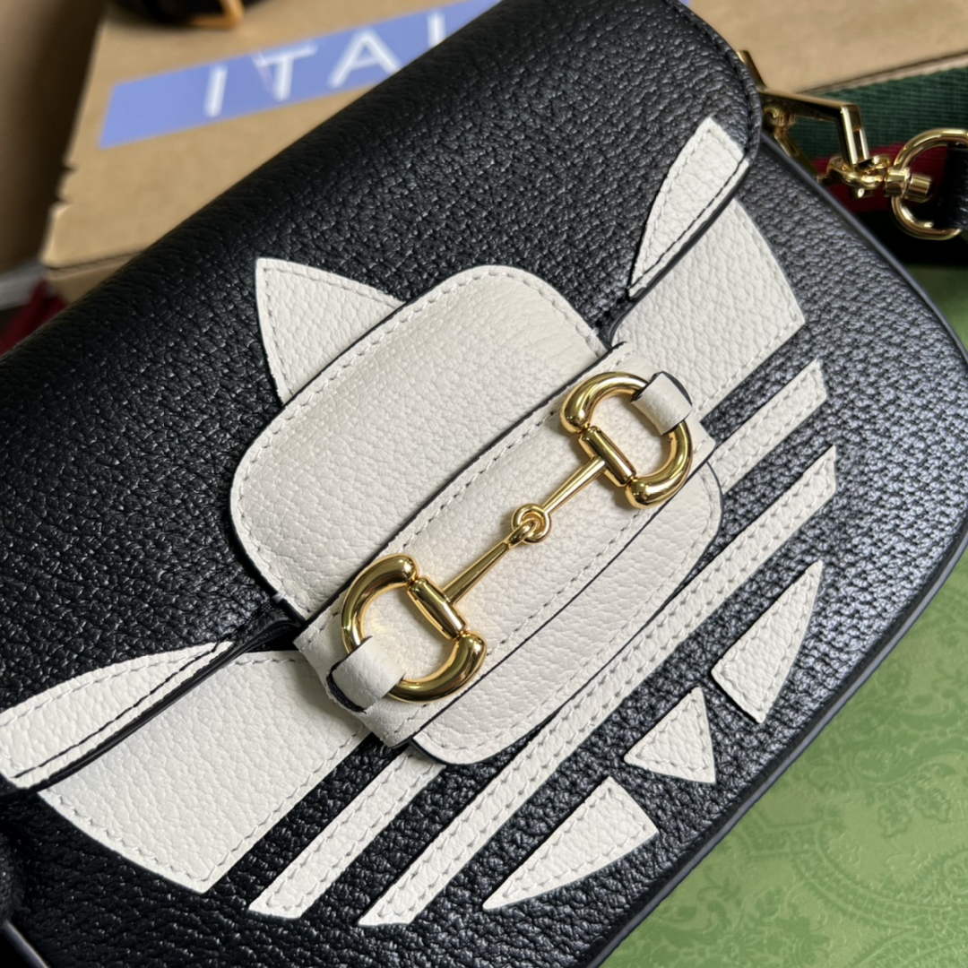 Adidas x Gucci 658574 Horsebit 1955 mini bag black and white leather | adidas x gucci 658574 horsebit 1955 mini bag 05