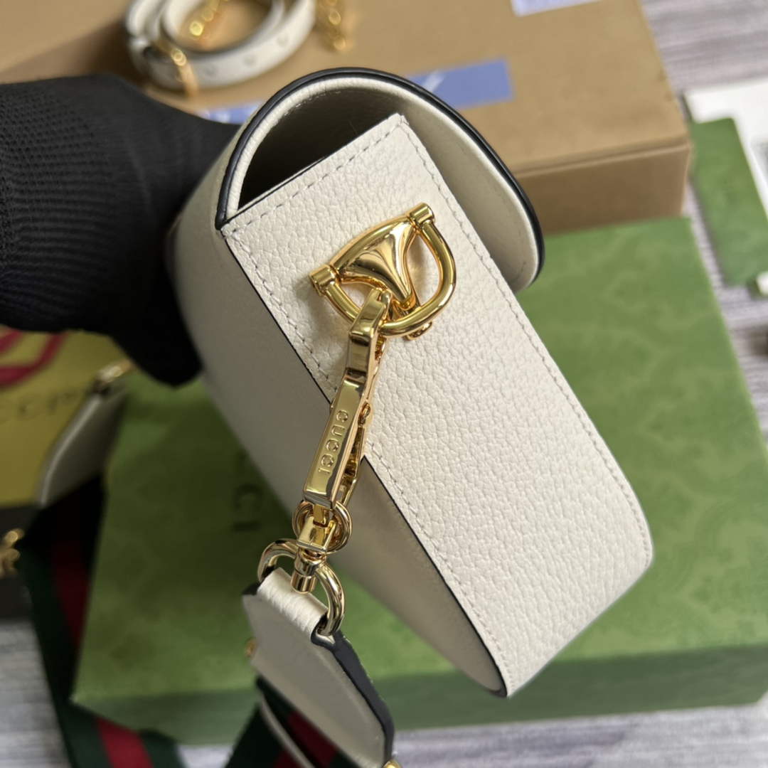 Adidas x Gucci 658574 Horsebit 1955 mini bag white and black leather | adidas x gucci 658574 horsebit 1955 mini bag 21