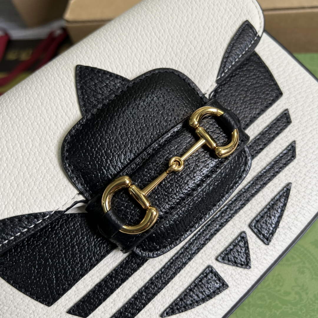Adidas x Gucci 658574 Horsebit 1955 mini bag white and black leather | adidas x gucci 658574 horsebit 1955 mini bag 25