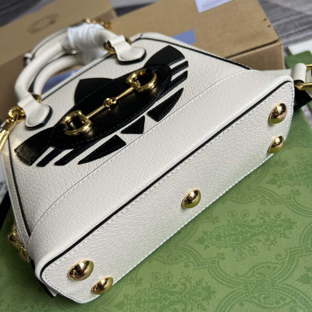 Adidas x Gucci 677212 Horsebit 1955 mini bag white and Black leather | adidas x gucci 677212 horsebit 1955 mini bag 16