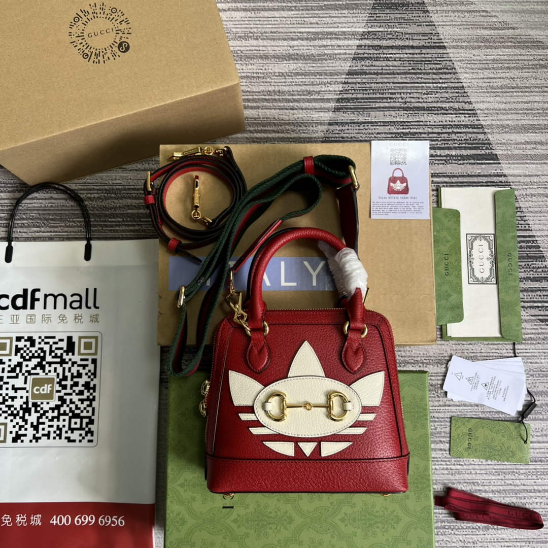 Adidas x Gucci 677212 Horsebit 1955 mini bag red and white leather | adidas x gucci 677212 horsebit 1955 mini bag 19