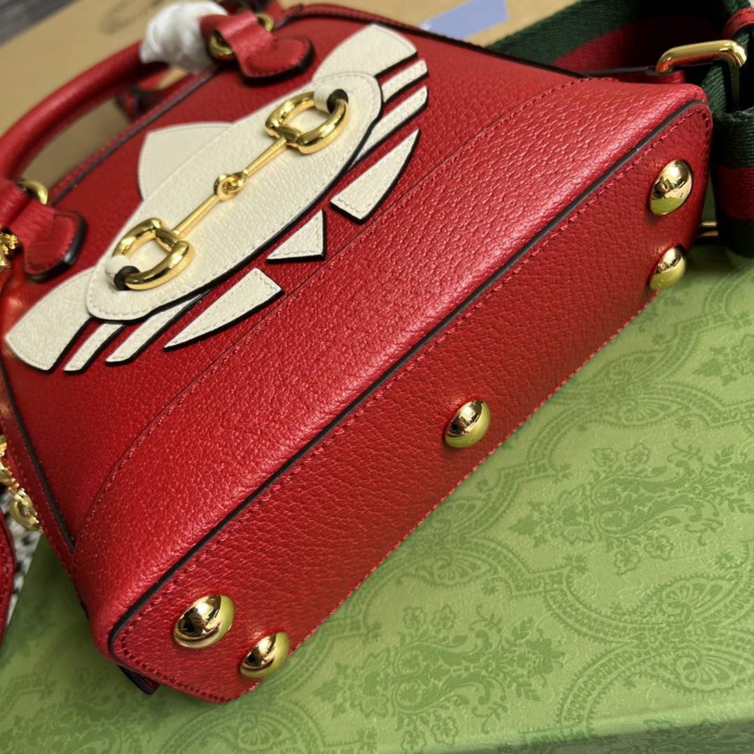 Adidas x Gucci 677212 Horsebit 1955 mini bag red and white leather | adidas x gucci 677212 horsebit 1955 mini bag 24